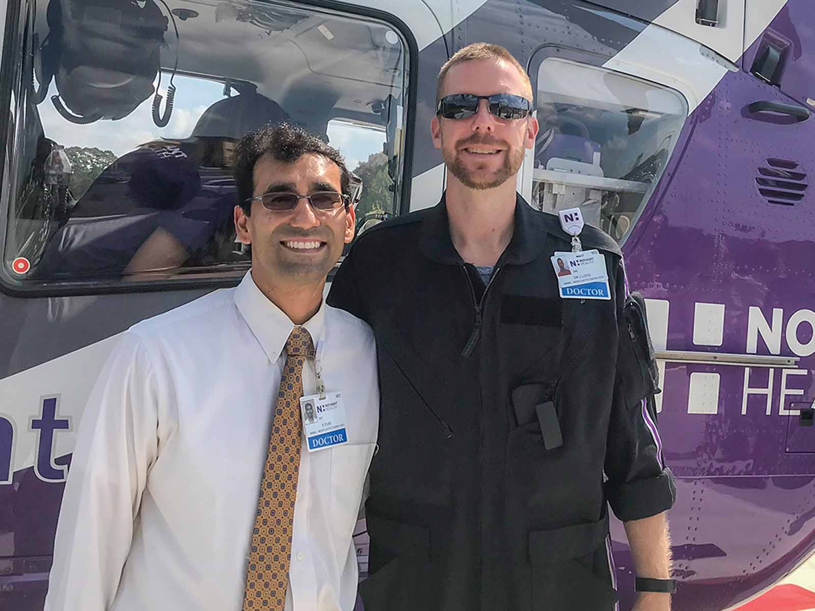 Colleagues Sankalp Puri, M.D., FACEP (left), and Josh Loyd, M.D.